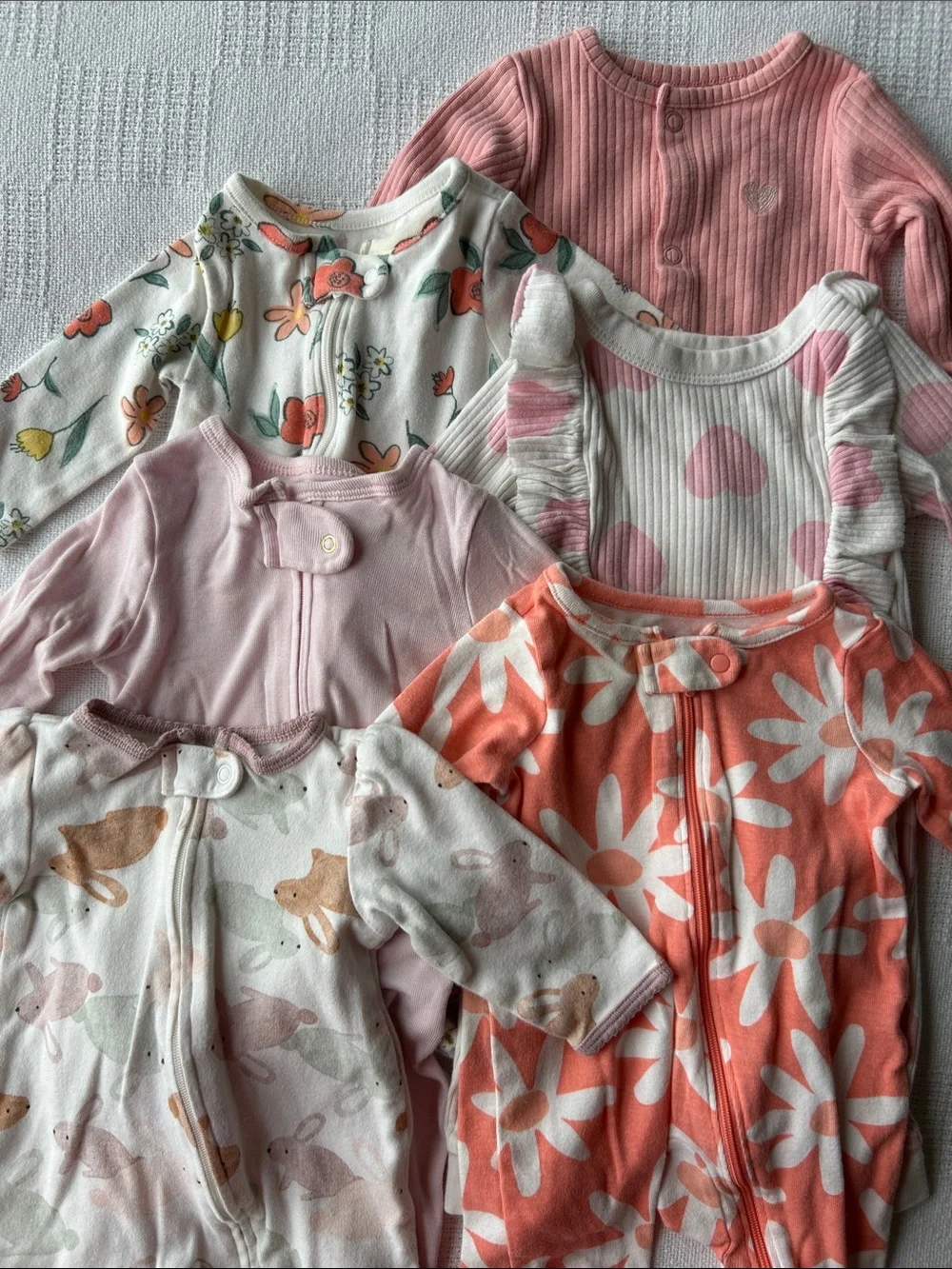 6 Girls long sleeve onesies size 0-3